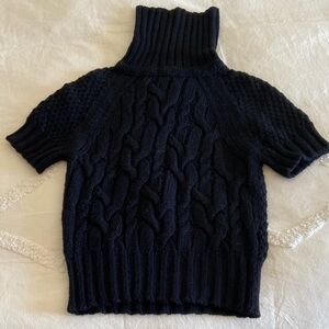 United Colors Of Benetton Navy Cable Knit Turtleneck Sweater